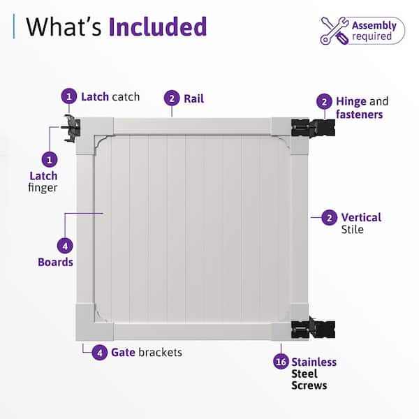 WamBam Fence 4 ft. H x 4 ft. W Westport White Vinyl Privacy Fence Gate with Stainless Steel Hardware