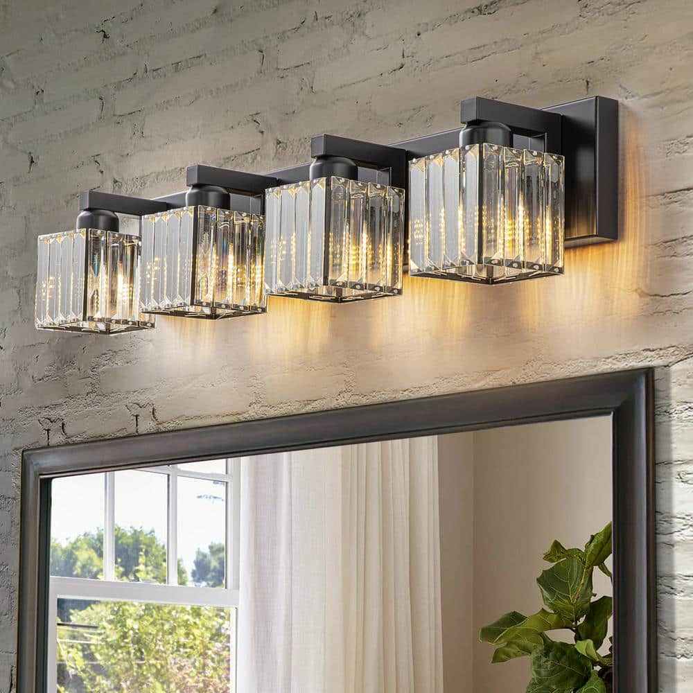 EDISLIVE Orillia 27.5 in. 4-Light Black Bathroom Vanity Light with ...