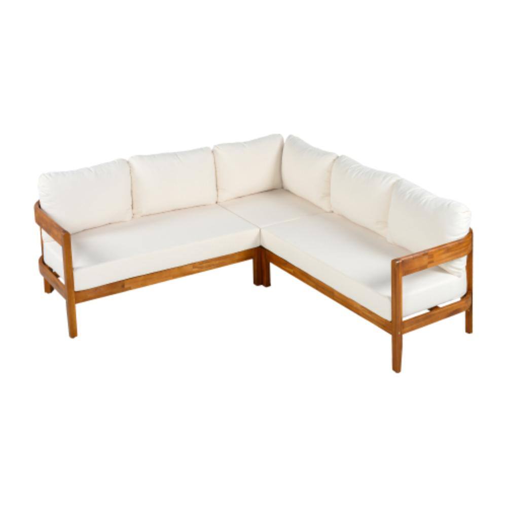 Teak Acacia Wood Outdoor Sofas with White Cushions price history on PriceWatchPro