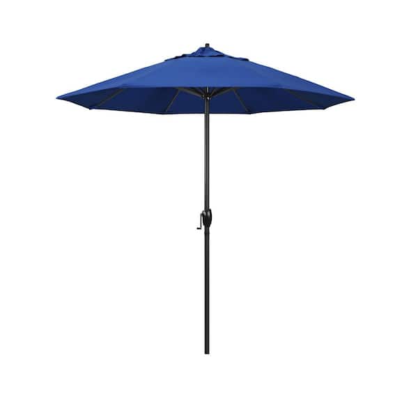California Umbrella 7.5 ft. Black Aluminum Market Patio Umbrella Auto Tilt in Pacific Blue Pacifica