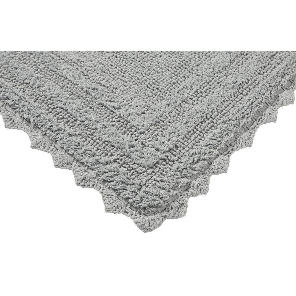 Gray 24" x 40" Cotton Crochet Reversible Bath Rug