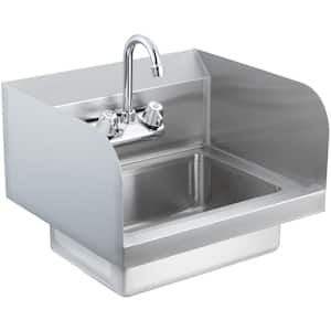 Commercial Hand Sink with Faucet and Side Splash, NSF Stainless Steel Sink for Washing, Small Hand Washing Sink