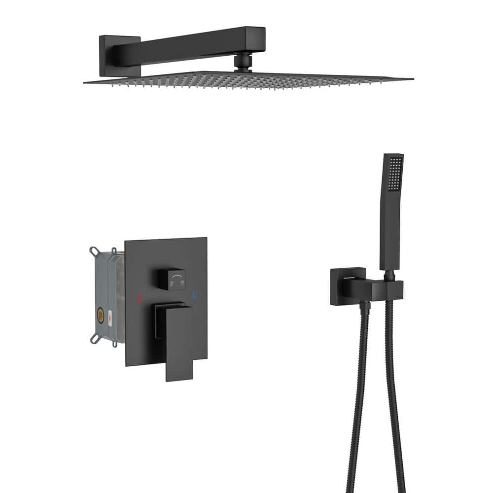 12 in. Rain Shower System Set Combo Single Handle 1-Spray Shower Faucet 1.8