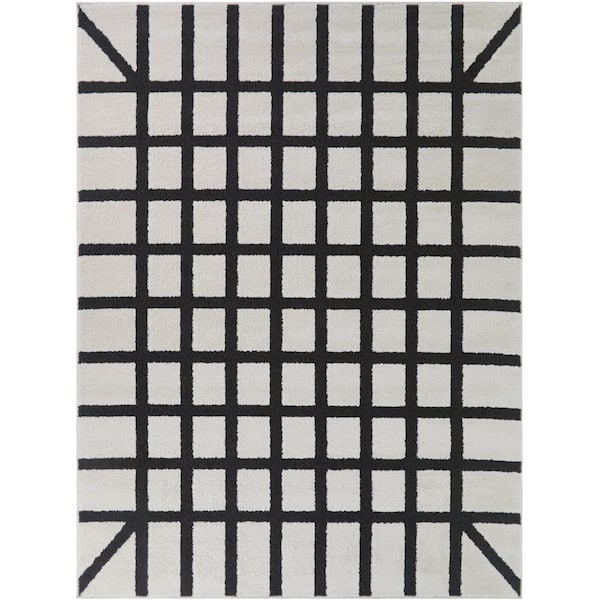 Rembold Cream/Black 8 ft. x 10 ft. Geometric Modern Area Rug