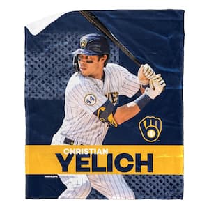 MLB Brewers Christian Yelich Multicolor Polyester Silk Touch Sherpa Throw Blanket