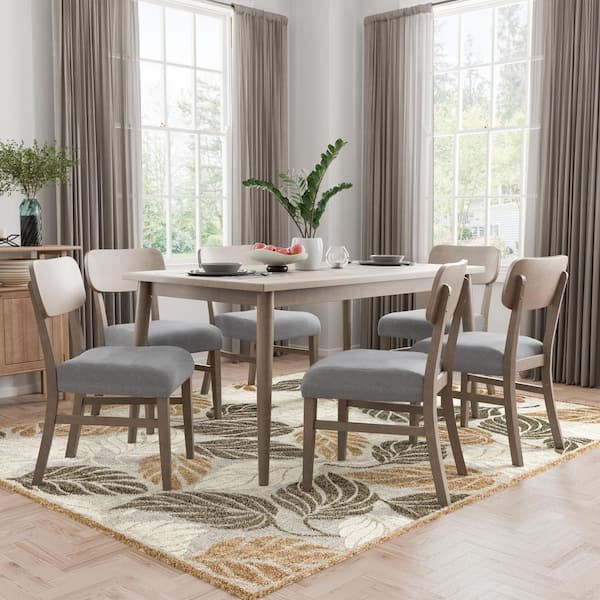 Furniture of America Livano Gray 7-Piece Wood Dining Table Set (Seats 6)
