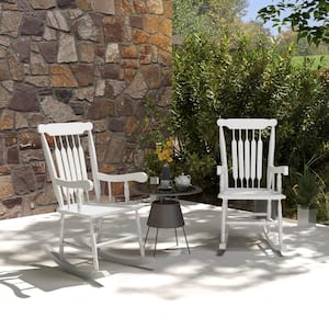 White Wood Outdoor Rocking Chair Set of 2