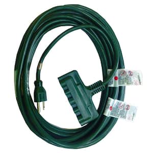 25 ft. 16/3 Light Duty Indoor/Outdoor Landscape Extension Cord with Multiple Outlet Triple Tap End, Green