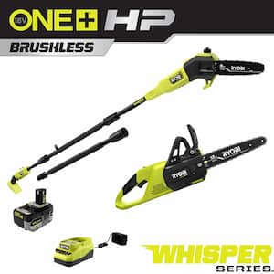 ONE+ HP 18V Brushless Whisper Series Battery  12 in. Chainsaw and 8 in. Pole Saw with 6.0 Ah Battery and Charger