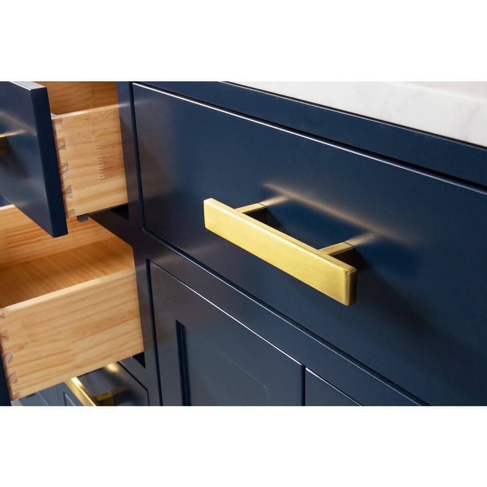 Monarch Blue Double Sink Bathroom Vanity with Carrara Marble Top