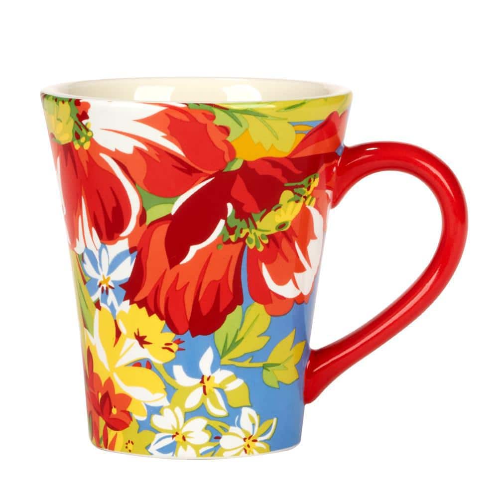 Spring Blossom Red and Blue Ceramic Mug Set