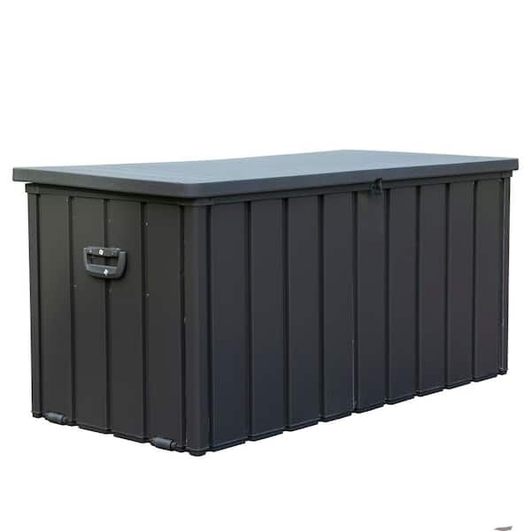 120 Gal. Outdoor Storage Lockable Deck Box Waterproof, Large Patio Storage Bin for Cushions, Garden Tools, Gray