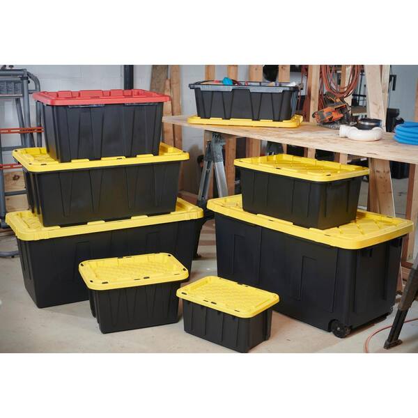 Hdx 27 Gal Tough Storage Bin In Red Lid 206217 The Home Depot Hdx 27 Gal Tough Storage Bin In Red Lid 206217 The Home Depot
