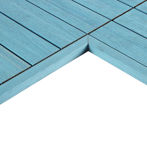 NewTechWood 1/12 ft. x 1 ft. Quick Deck Composite Deck Tile Inside Corner Trim in Grecian Blue (2-Pieces/Box)