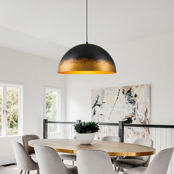 HUOKU Pover 1-Light 23.6 in.W Hand-Gradient Gold to Black Metal