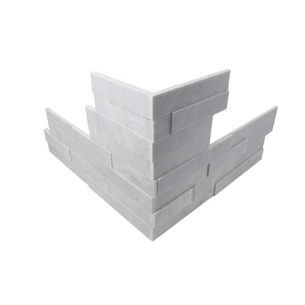 Cliffside Corner 8 in. x 24 in. Lunar Honed Marble 4-Piece/set Wall Tile (7.32 sq. ft/case)