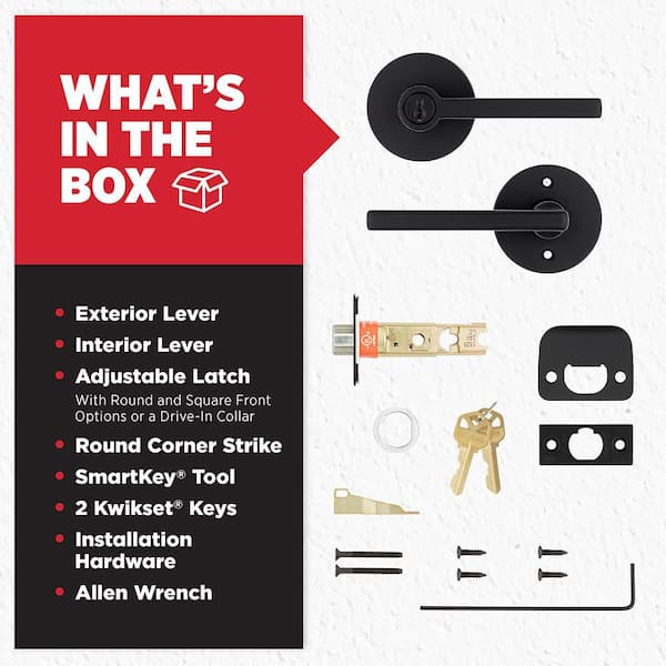 Kwikset Halifax Matte Black Keyed Storeroom Round Door Handle UL