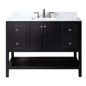 Winterfell 49 in. W Bath Vanity in Espresso with Marble Vanity Top in White with Square Basin