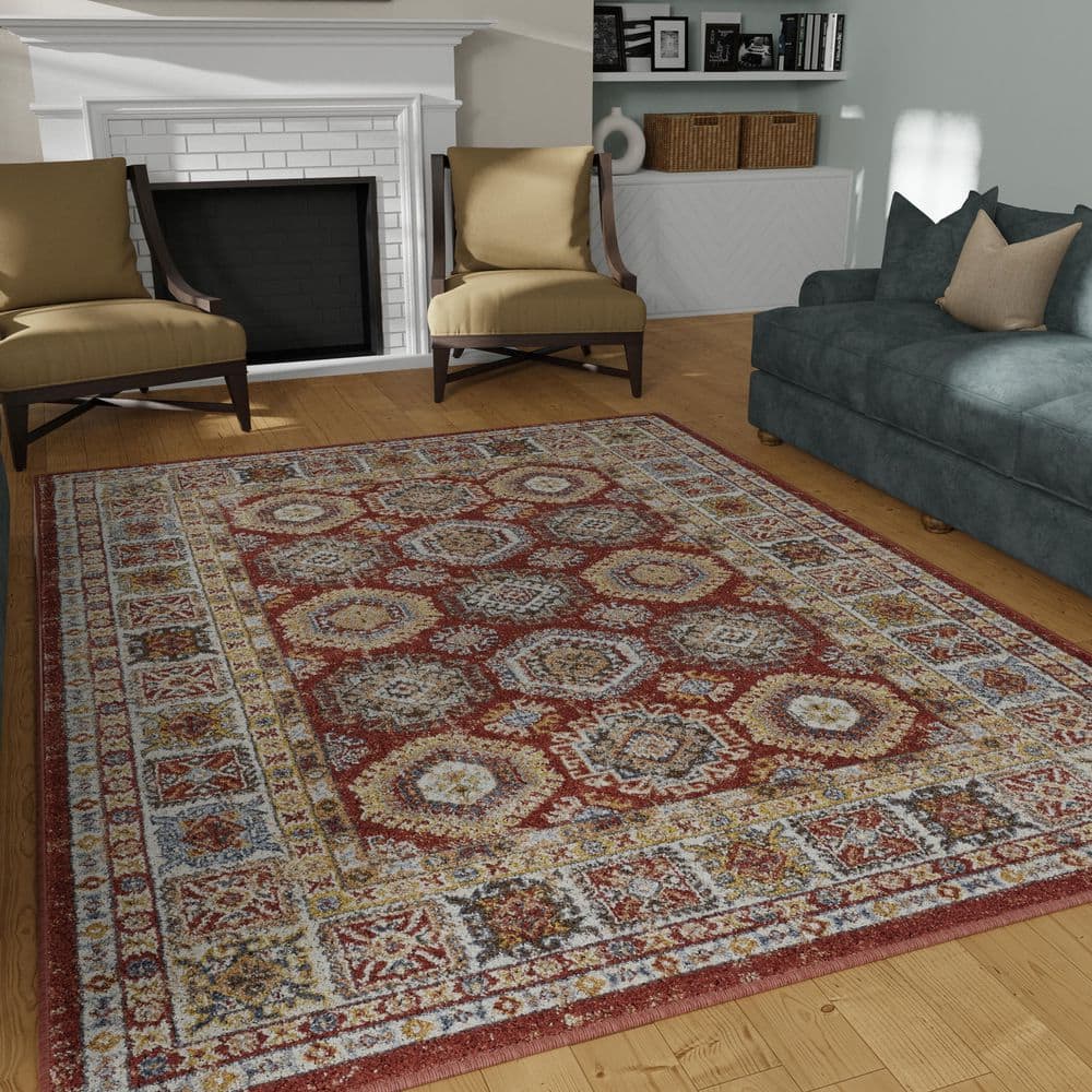 Alsbrooke Delary 4' x 6' Orange Patchwork Area Rug