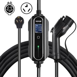Portable EV Charger Level 2 10 to 24 Amp Electric Charging Station 240-Volt with 25 ft. NEMA Cable for Home Car