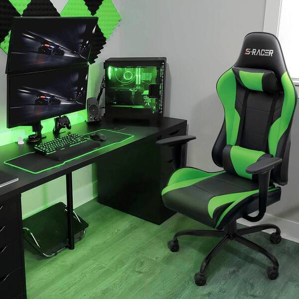 green gaming computer chair