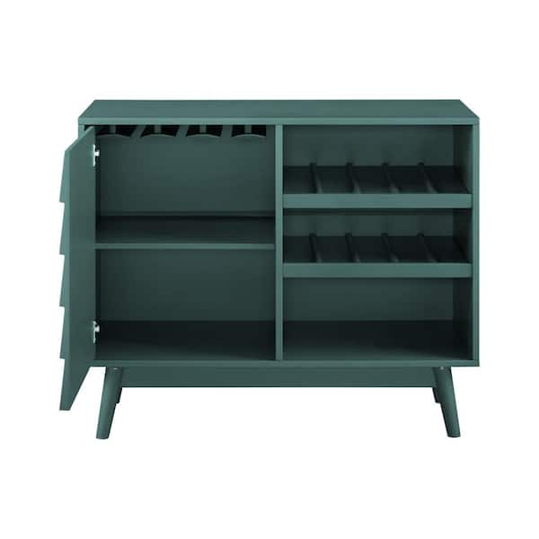 Welwick Designs Dark Teal Wood Bar Cabinet with Louvered Door HD8654 ...