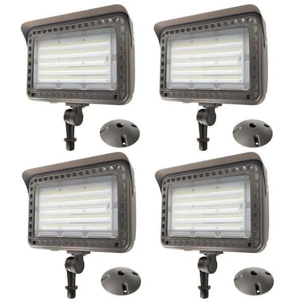 150-Watt 120° Bronze Outdoor Security Lighting IP65 18000 Lumens Bright Integrated LED Floodlight with Photocell 4-Pack