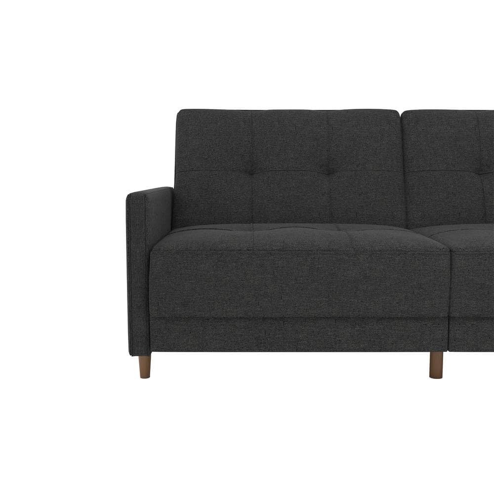 Andora Gray Linen Tufted Twin Sleeper Sofa with Wood Legs