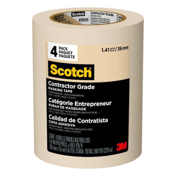 3M 1.41 in. x 60.1 Yds. Multi-Surface Contractor Grade Tan Masking Tape (4 Rolls)