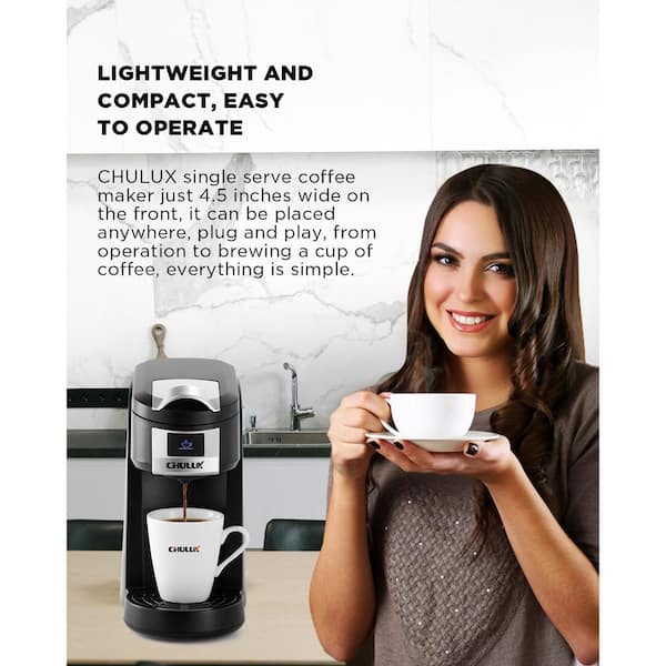 12Oz. Personal Single-Serve Compact Coffee Maker Brewer, Black