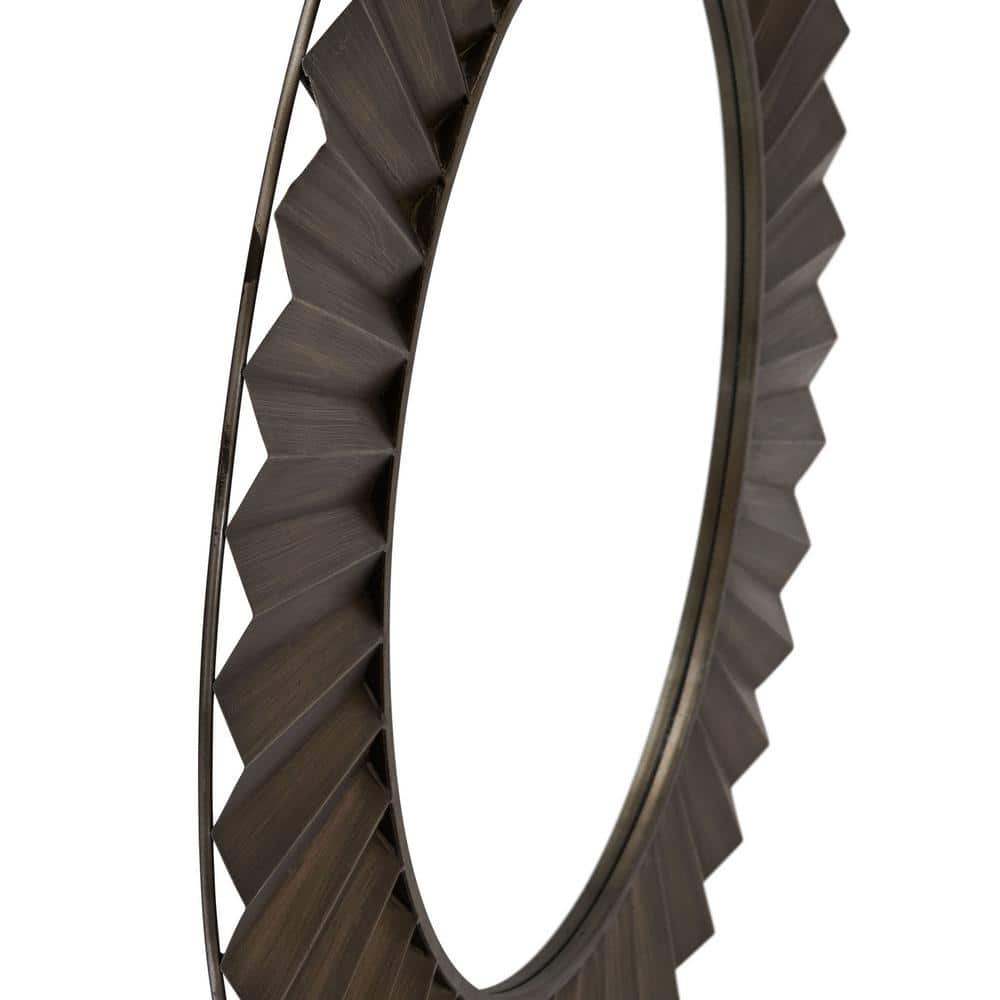 Large Bronze and Gold Round Sunburst Wall Mirror