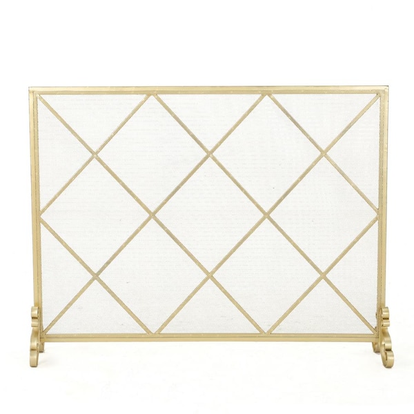 Noble House Howell Modern Gold Single Panel Iron Fire Screen