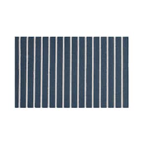 Navy Stripe 16 in. x 24 in. PVC Door Mat