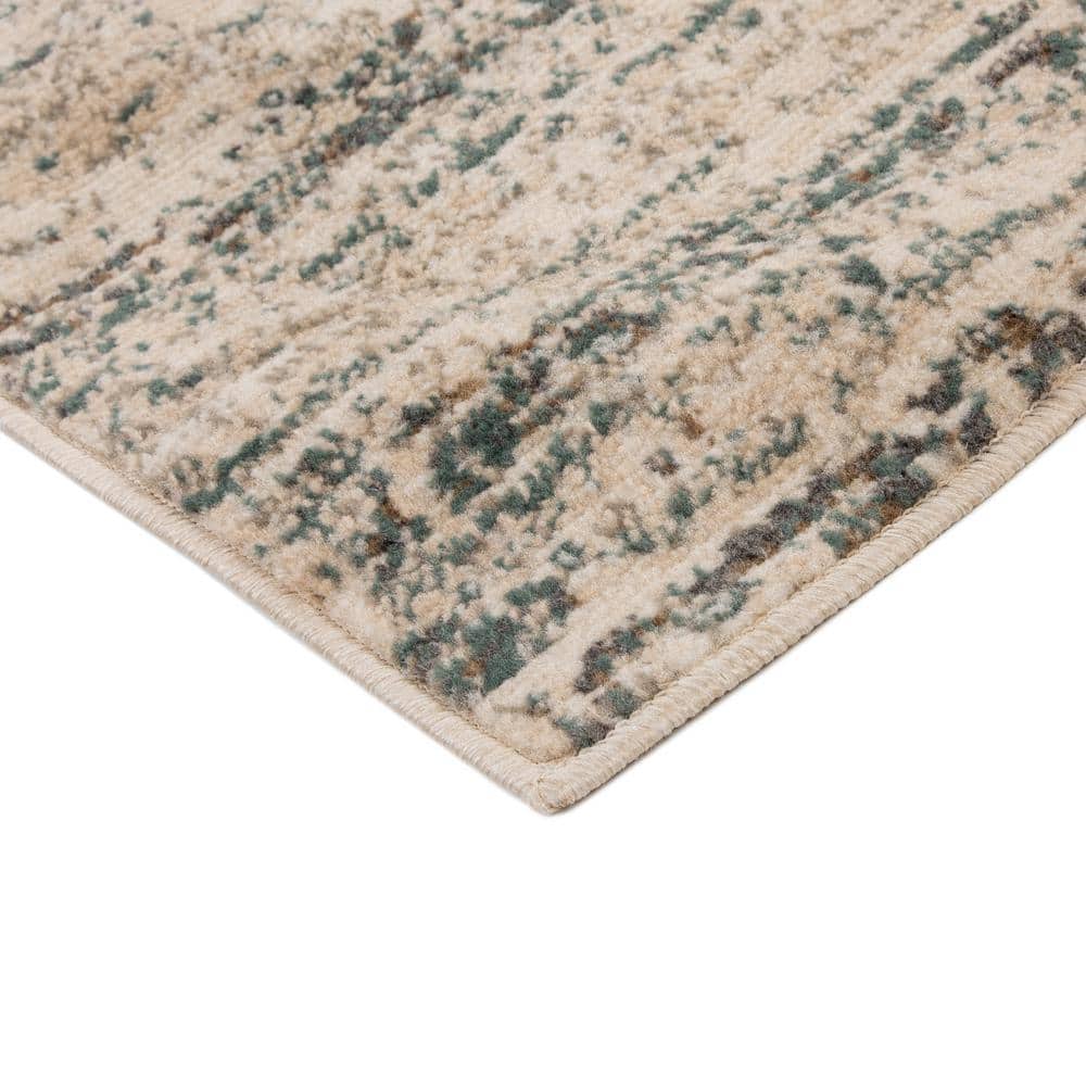 Ivory and Gray Rectangular Striped Synthetic Area Rug 6'7" x 9'