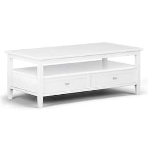 Warm Shaker 48 in. White Rectangle Wood Top Coffee Table