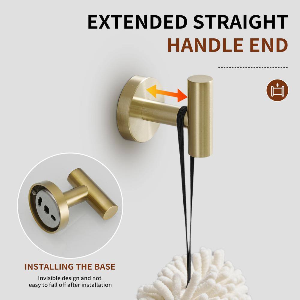 Brushed Gold Stainless Steel Wall Mounted J-Hook Set