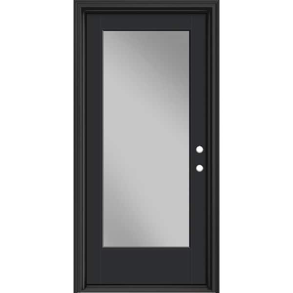 Masonite Performance Door System 36 in. x 80 in. VG Full Lite Left-Hand Inswing Clear Black Smooth Fiberglass Prehung Front Door