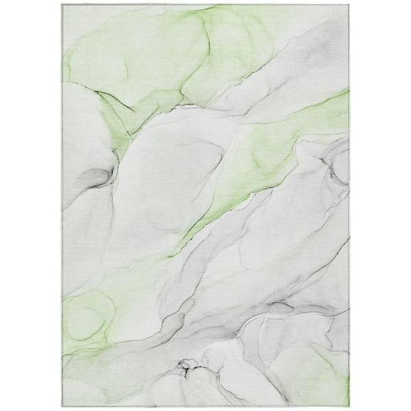 Green 3 ft. x 5 ft. Abstract Indoor / Outdoor Area Rug