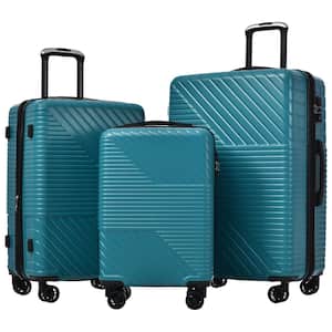 Green Lightweight 3-Piece Expandable ABS Hardshell 8 Wheels Spinner  20"  24"  28" Luggage Set with 3-Digit TSA Lock