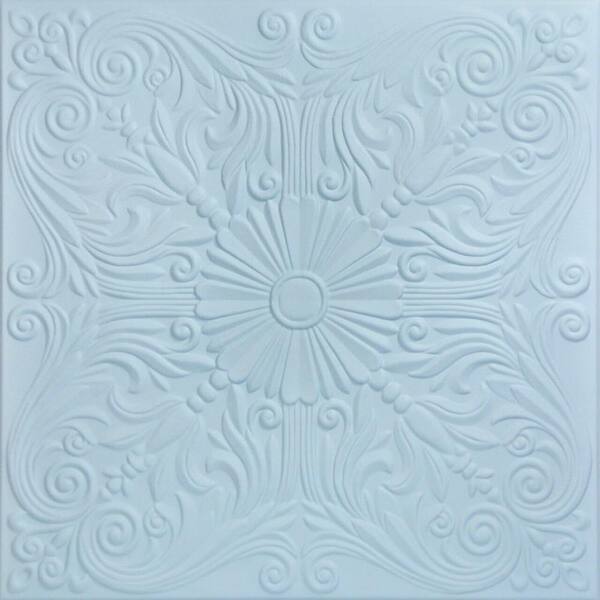 A La Maison Ceilings Spanish Silver Breath of Fresh Air 1.6 ft. x 1.6 ft. Decorative Foam Glue Up Ceiling Tile (21.6 sq. ft./Case)