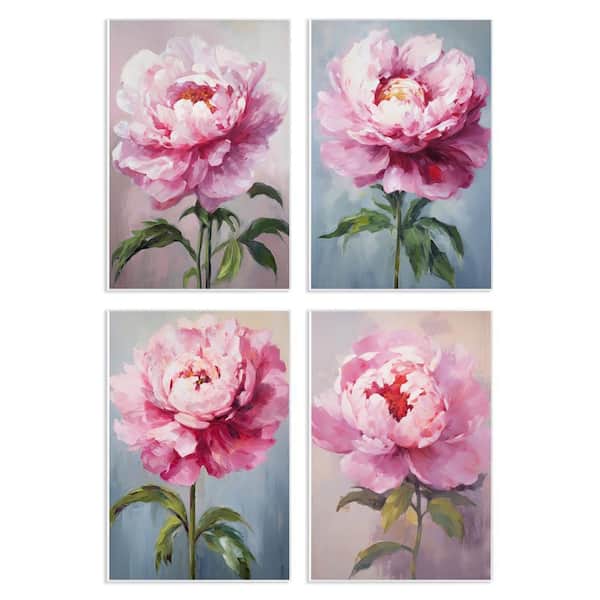 Stupell Industries Flushed Pink Florals by Petal Prints Design 4 Pieces Unframed Nature Graphic Art Print 15 in. x 10 in.