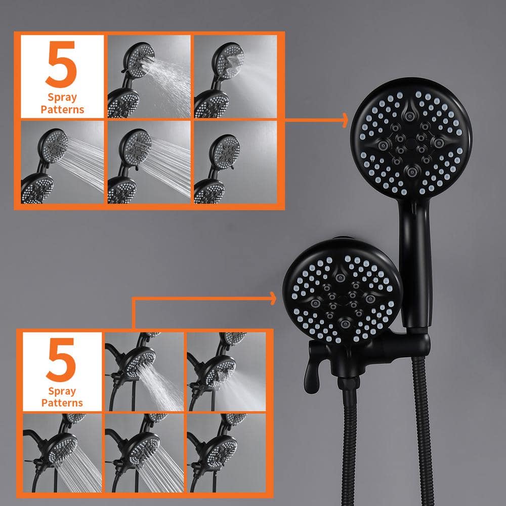 Matte Black Dual Shower Head System with Handheld