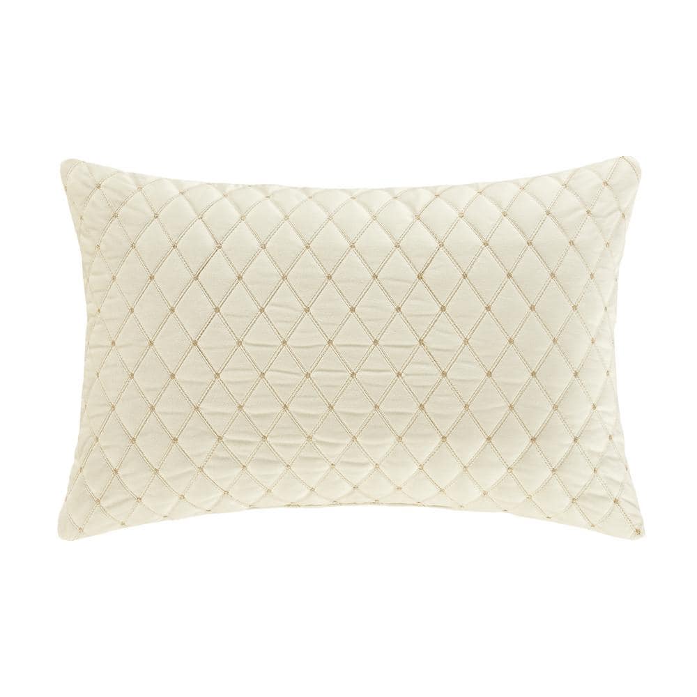 Gabriel Winter White Polyester Quilted Boudoir Decorative Throw Pillow 14 x