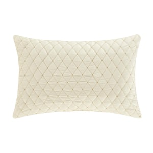 Gabriel Winter White Polyester Quilted Boudoir Decorative Throw Pillow 14 x 21 in.