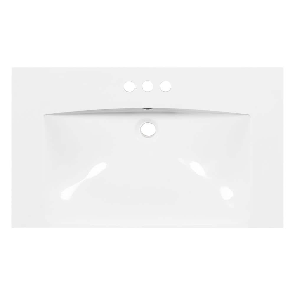 Elevate Your Contemporary Home Makeover with a Sophisticated 30-inch Elegant White Finish Resin Bathroom Vanity with Sink - Upgrade Now!