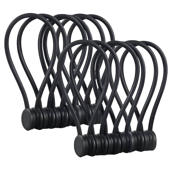 Magnetic Silicone Cable Ties Organizer Reusable Twist Ties for Cable Management Black 12 Pack