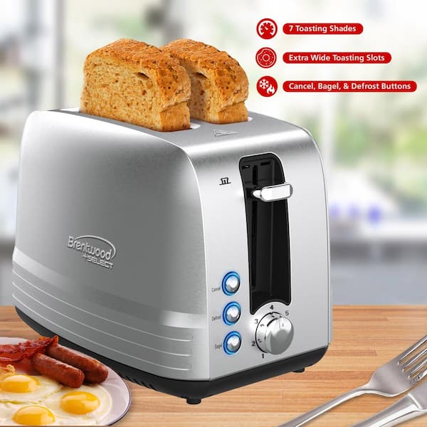 Brentwood Select Extra Wide 2-Slot Stainless Steel Toaster 985116821M - The  Home Depot