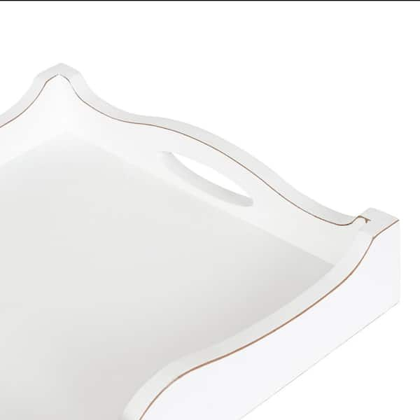 Kate and Laurel Engrahm 16.50 in. W Rectangle White Wood Decorative Tray  222604 - The Home Depot