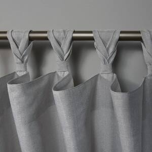 Loha Dove Grey Solid Light Filtering Braided Tab Top Curtain, 54 in. W x 63 in. L (Set of 2)
