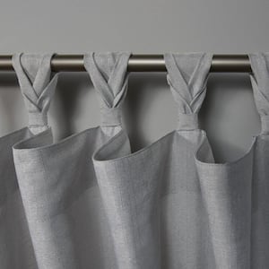 Loha Dove Grey Solid Light Filtering Braided Tab Top Curtain, 54 in. W x 108 in. L (Set of 2)